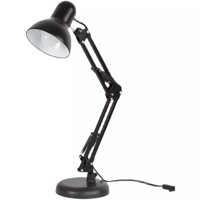 Lampu meja LED lengan panjang gaya Amerika, pelindung mata kerja, Plug-in dapat dilipat teleskopik siaran langsung lampu tambahan