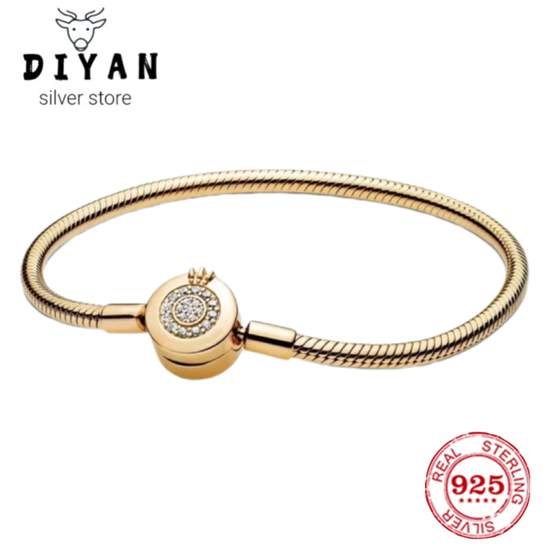 Hot selling original 100% 925 sterling silver bracelet Love Crown snake chain romantic fashion DIY women's premium jewelry
