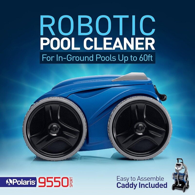 Polaris 9550 Sport Robotic Pool Cleaner, Automatic Vacuum for InGround Pools up to 60ft, 70ft Swivel Cable, Remote Control, Wall