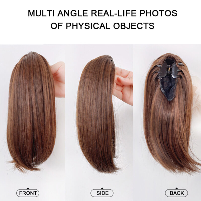 Synthetic Short Straight Ponytail Wig with Clip Personalized Light DIY Styling Hair Extensions Hairpiece for Women Daily Use
