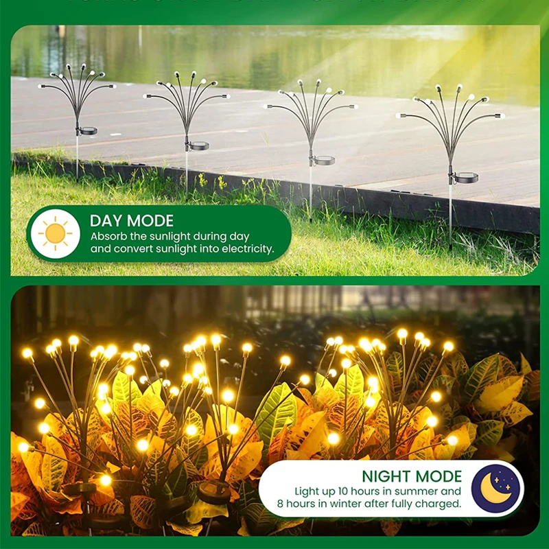 Solar Glühwürmchen Lichter im Freien 6/8/10 LED Solar Garten Rasen Lichter wasserdicht schwankendes Licht für Innenhof Terrasse Weg Dekoration