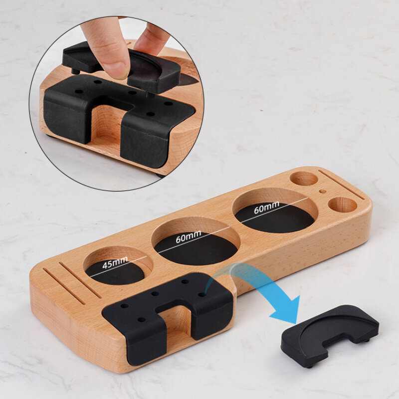 Barista Cafe Accessories Wooden Stand for Coffee Tamper Mat Coffee Tamp Station Base Tamping Holder Support Wood Pressure Flat