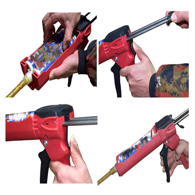 Pistol dempul Manual hidrolik, lem tembak baja 400ml aplikator ganda untuk alat perbaikan rumah Kelim ubin keramik