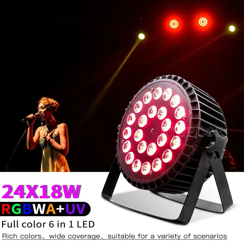 Lumière de Scène en Aluminium 24x18W RGBWA UV 6 en 1 LED Par, Contrôle DMX, Éclairage de ixde Mariage, Équipement DJ Chang