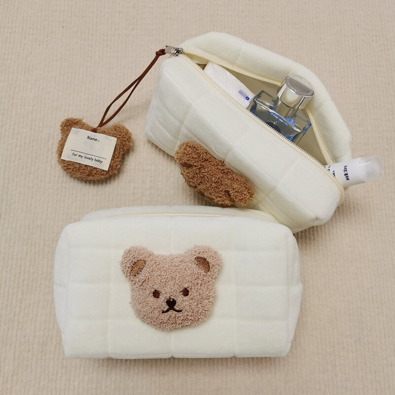 Sac de toilette pour bébé, mignon ours, maquillage, sacs à cosmétiques, pochette à couches Portable, organisateur d'articles pour bébé, sac en coton réutilisable pour maman