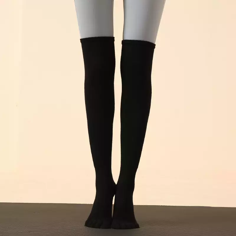 Thigh High Socks Stockings Women Silicone Non-slip Professional Pilates Yoga Socks Five Toes Cotton Knee-high Dance Sports Socks