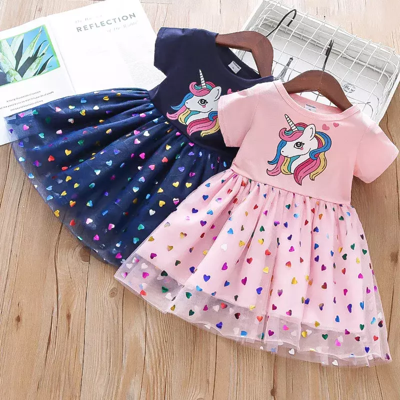 Kinder kleider für Mädchen Sohort Ärmel Einhorn Mädchen Pailletten Kostüm Prinzessin Kleid Kinder tägliche Kleidung