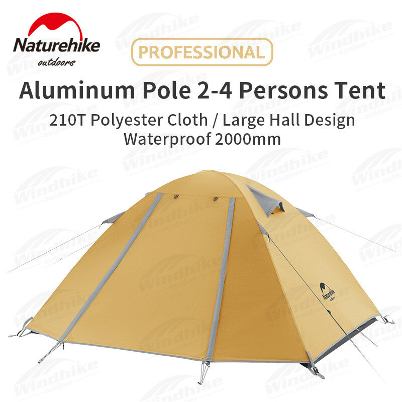 Naturehike Baru P Series Camping Tenda 2 3 4 Orang Ultralight Tent 210T Tahan Air Keluarga Tenda Outdoor UPF50 + perjalanan Pantai Tenda