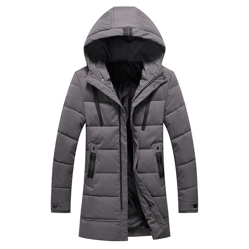 Casaco de inverno quente grosso masculino mais veludo térmico ao ar livre casaco masculino casual com capuz à prova de vento longo algodão parka M-4XL