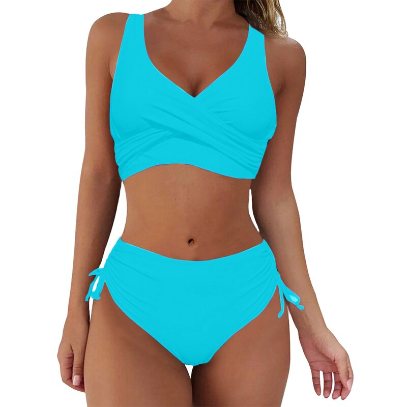 2024 kobiet stroje kąpielowe dwuczęściowe Push Up bandaż Bikini zestaw kostium Bikini z wycięciami damskie stroje kąpielowe kąpielowy z wysokim stanem
