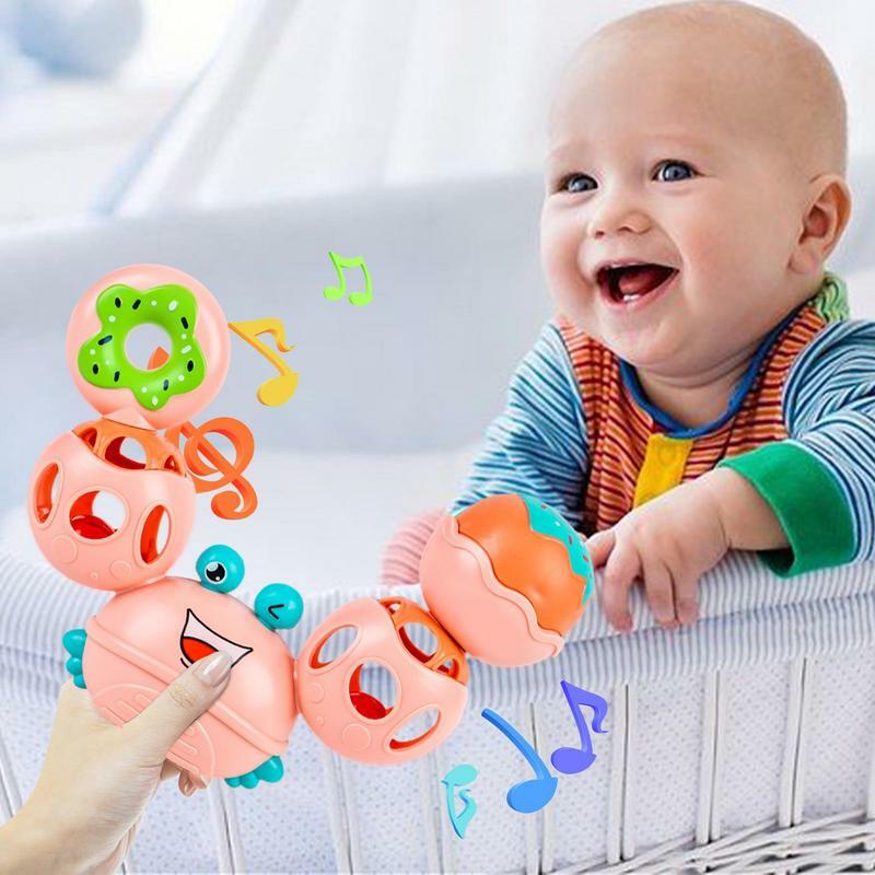 Chocalhos do bebê brinquedo mordedor mão jingle agitando sino chocalho forma de caranguejo brinquedos educativos bebê recém-nascido chocalho mordedor brinquedos presente