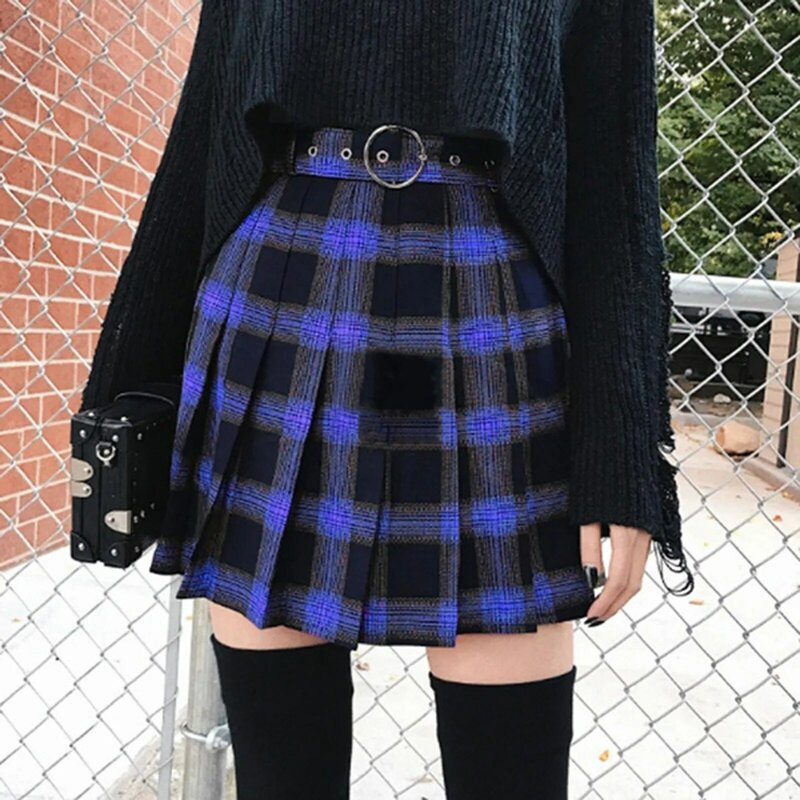 Mini jupe plissée noire pour femme, micro plaid, taille haute, blanc, rose, Kawaii, Harajuku, Goth, Y2k, été, hiver