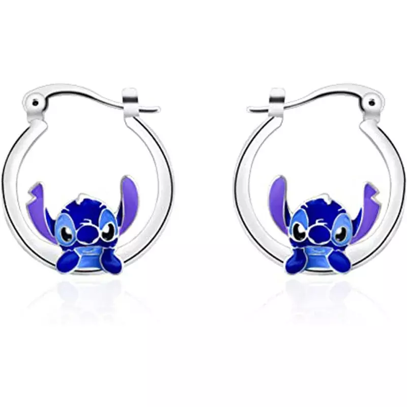Disney-pendientes de Metal de Lilo & Stitch para niña, colgantes de oreja de dibujos animados Kawaii, accesorios de joyería delicada para mujer, regalos de navidad