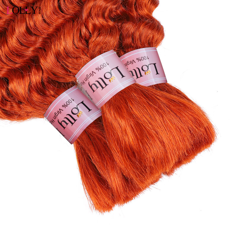 Ginger Colored Bulk Human Hair For Braiding Deep Wave Human Hair Bundles No Weft Bundles For Women Hair Extensions 100g