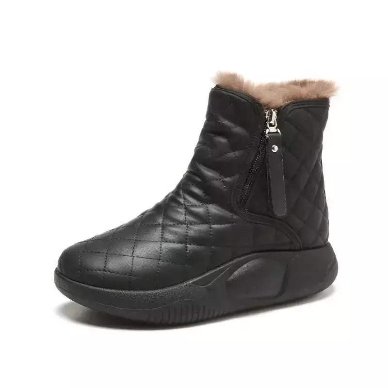 أحذية الثلوج سميكة القاع للنساء ، سلسلة جانبية ، دافئة ومريحة ، والأزياء ، 2022