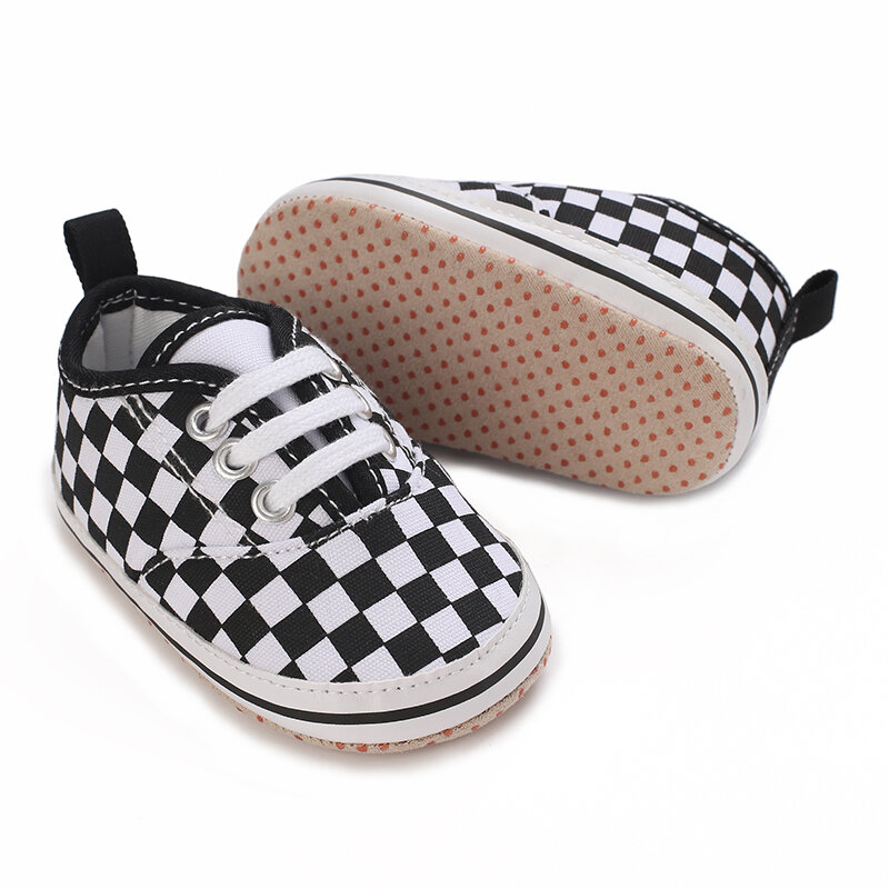 2024 New Baby Canvas Sneakers antiscivolo Soft Plaid Baby Boy Girl Shoes neonati First Walkers Infant Baby scarpe Casual Unisex
