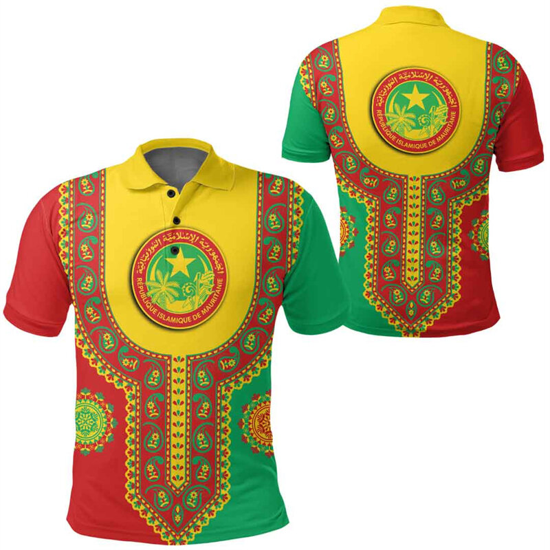 Polo de manga corta con estampado 3D de bandera de mapa de África, camiseta Patriótica con emblema nacional para hombre
