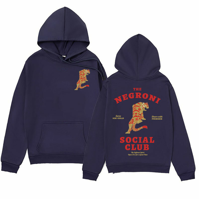 The Negroni Social Club Meme Graphic Hoodie Men's Clothing Aesthetic Retro Cool Sweatshirt Oversized Hoodies Harajuku Streetwear