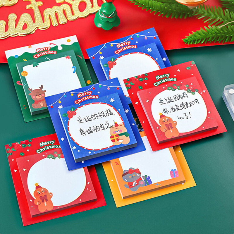 귀여운 산타 클로스 크리스마스 메모 패드 스티커 메모 플래너 스티커, 학교 사무실 장식 문구 메모 패드, 학생 선물, 30 매