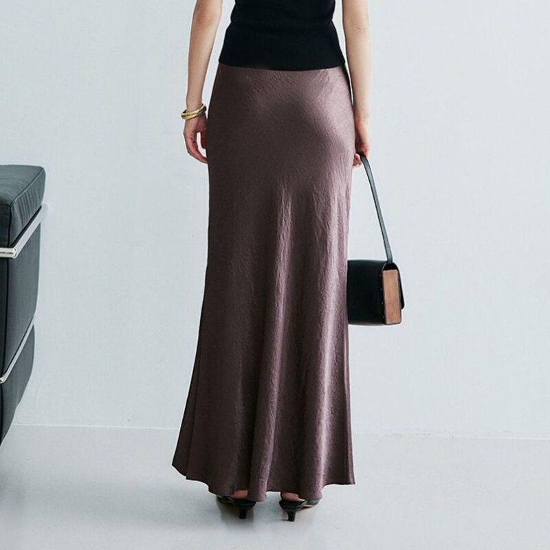 Summer new mid length skirt for women with acetate texture A-line skirt for women  women skirt  korean fashion clothing