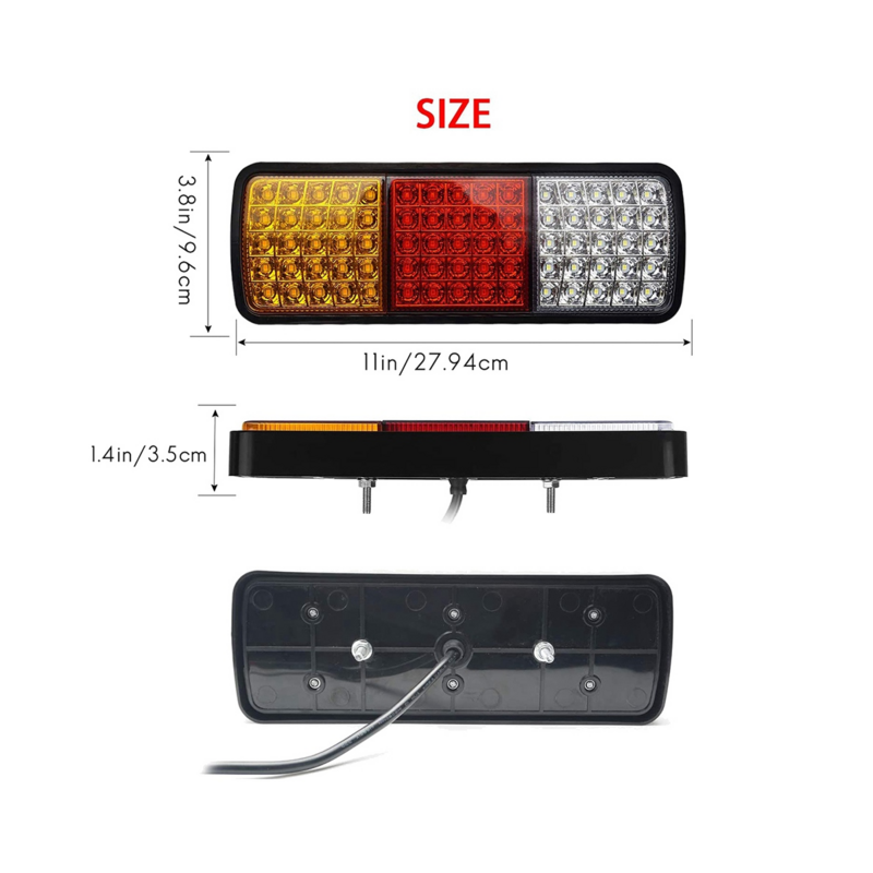Luces LED traseras impermeables para camión, RV, Van, autobús, remolque, indicador de señal, luces de marcha atrás de parada de freno, 12V, 75 LED, 2 piezas