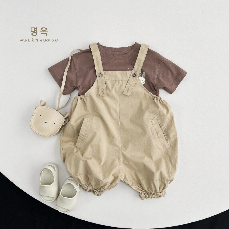 HZMY-تي شيرت بأرنب لطيف بأكمام قصيرة للأولاد والبنات ، ملابس أطفال ، معطف قطني ، طراز ياباني للطفل ، الصيف