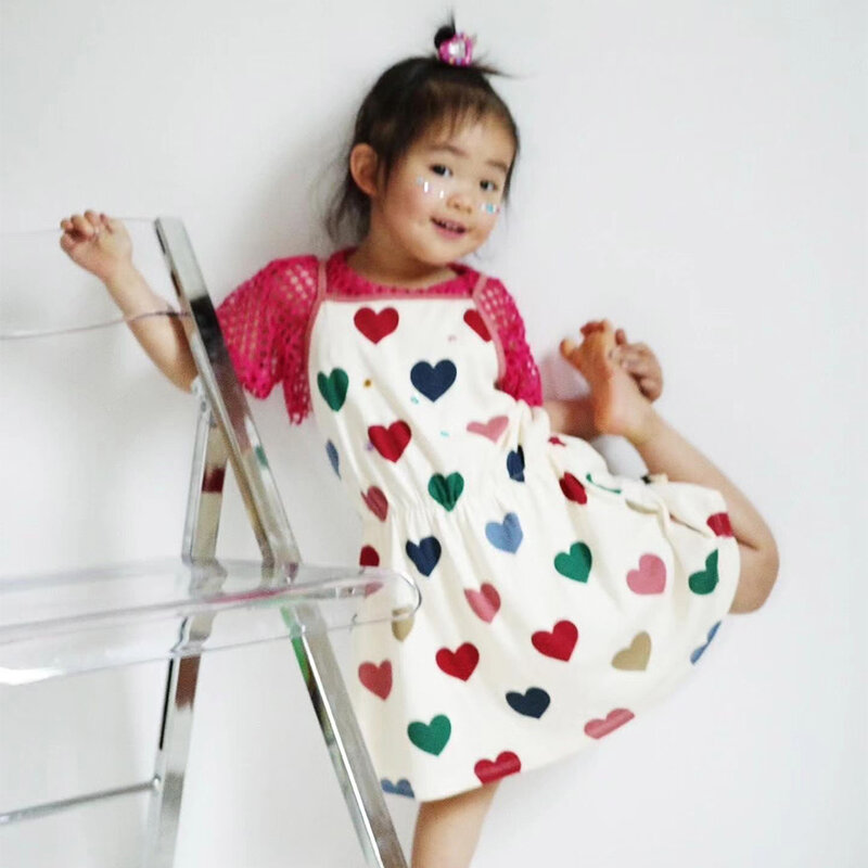 2024 Summer KS Baby Clothes Suit Girls Cherry Print T-shirt Shorts Kids Heart Dresses Children Sling Tops T Casual Outfit Sets