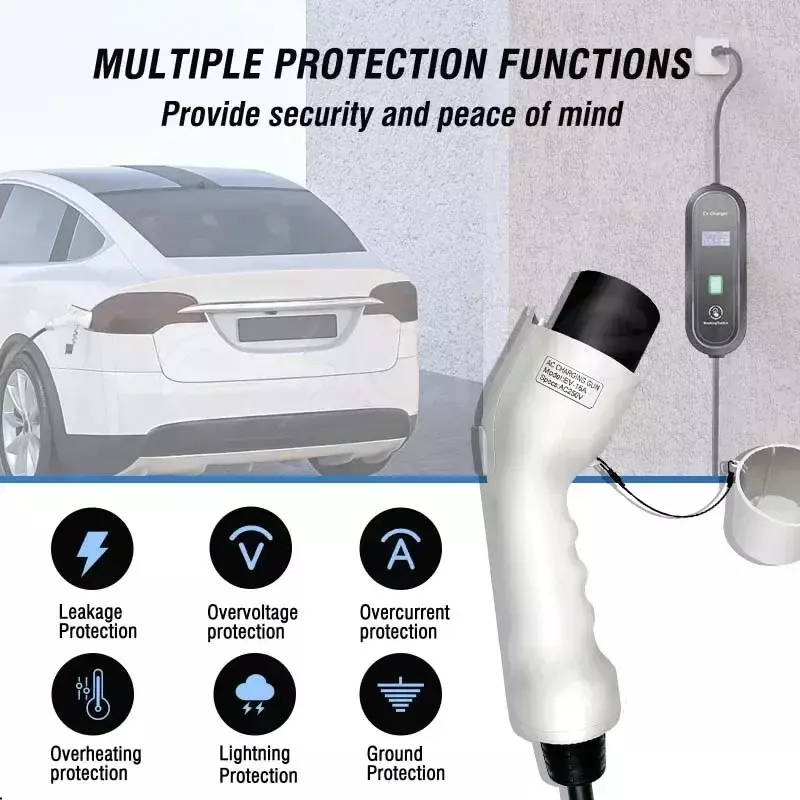Chargeur portable EV pour véhicule électrique, accessoires de voiture de type 1, chargeur de voiture de type 2 GBT, 16A, 3,5 KW, 220V, 230V