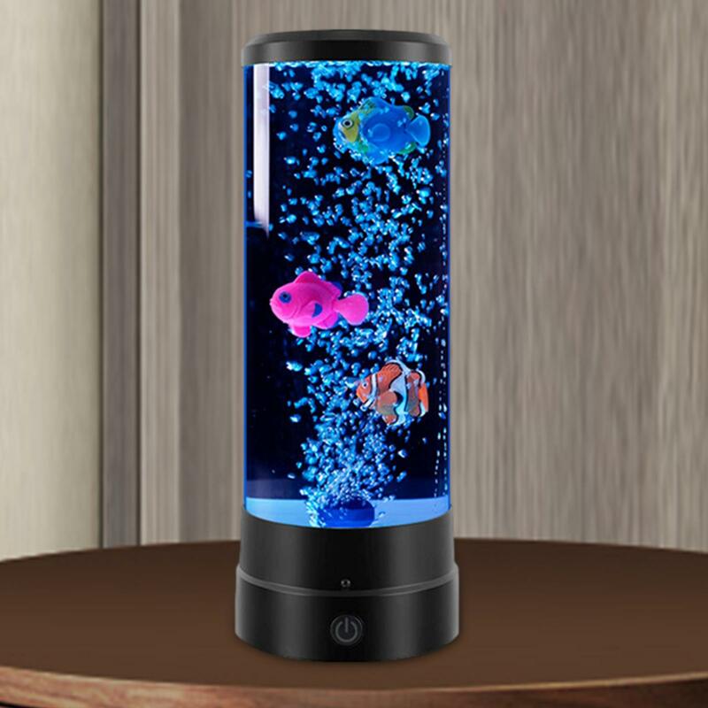 USB Bubble Fish Aquarium Lamp para crianças, Table Desk Lamp, Sala de estar