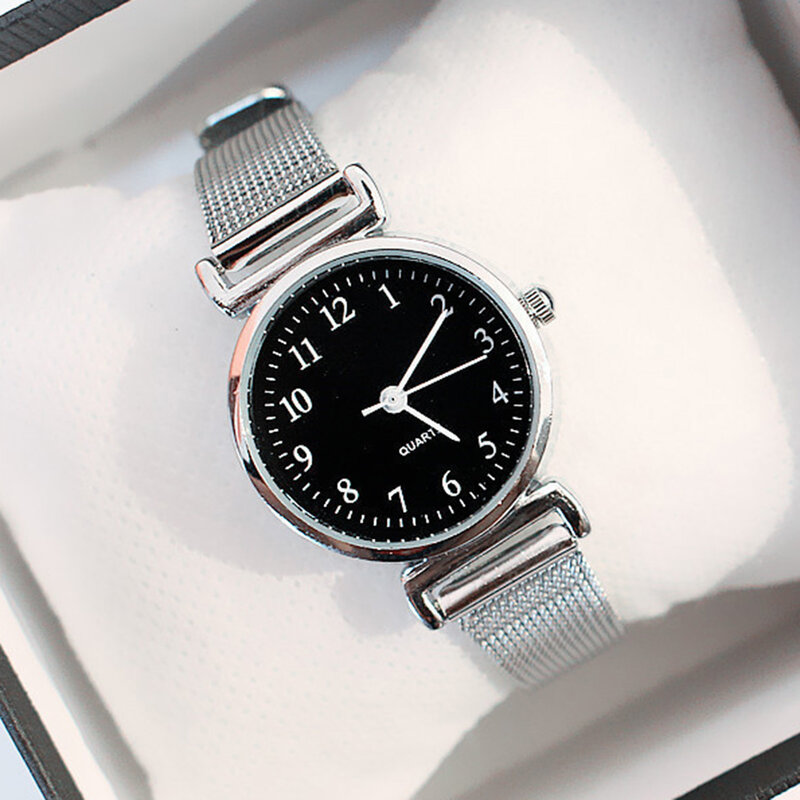 Relógio de quartzo redondo minimalista para senhoras, moda, fácil de ler, analógico, 3 mãos, presente de dia dos namorados para namorada