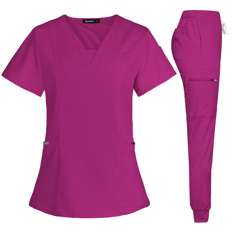 ผู้หญิงขัดชุดพยาบาลอุปกรณ์เสริมทางการแพทย์ชุด Slim Fit โรงพยาบาลทันตกรรมคลินิก Workwear เสื้อผ้าผ่าตัดโดยรวมชุด