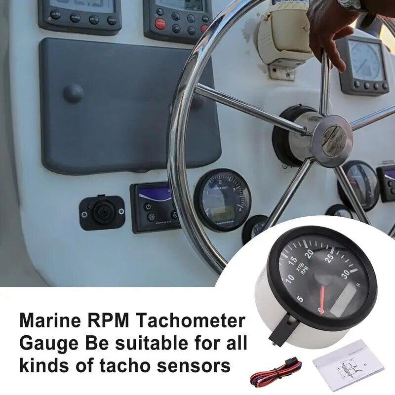 Tachometer Gauge Waterproof Outboard Boat 85mm 0-3000 RPM Gauge Waterproof Outboard Boat RPM Tachometer Gauge For Marine Car