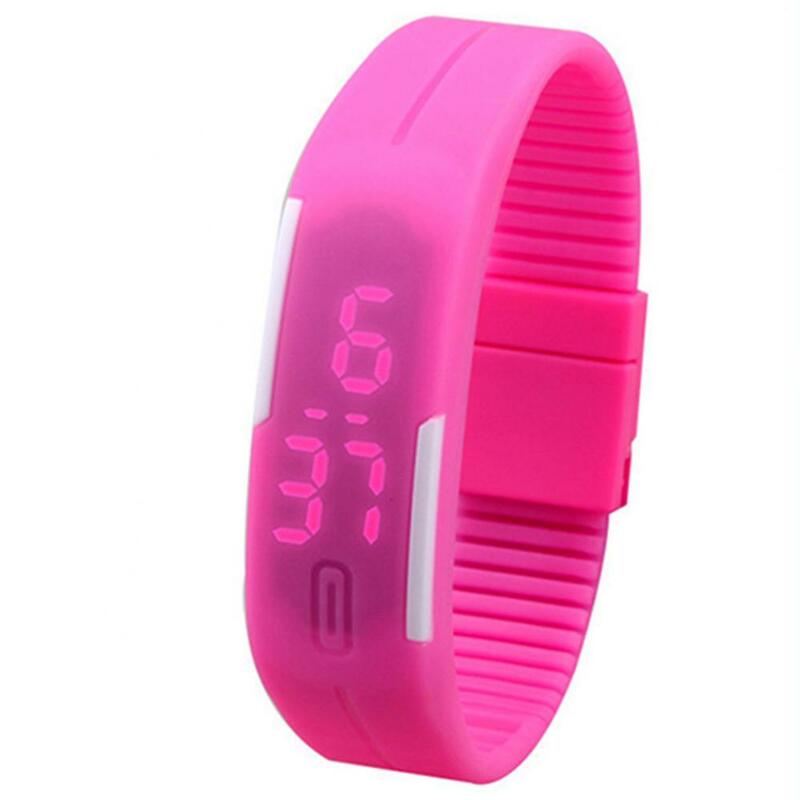 Reloj de pulsera deportivo de silicona para hombres y mujeres, pulsera LED roja, reloj de pulsera Digital táctil, moda