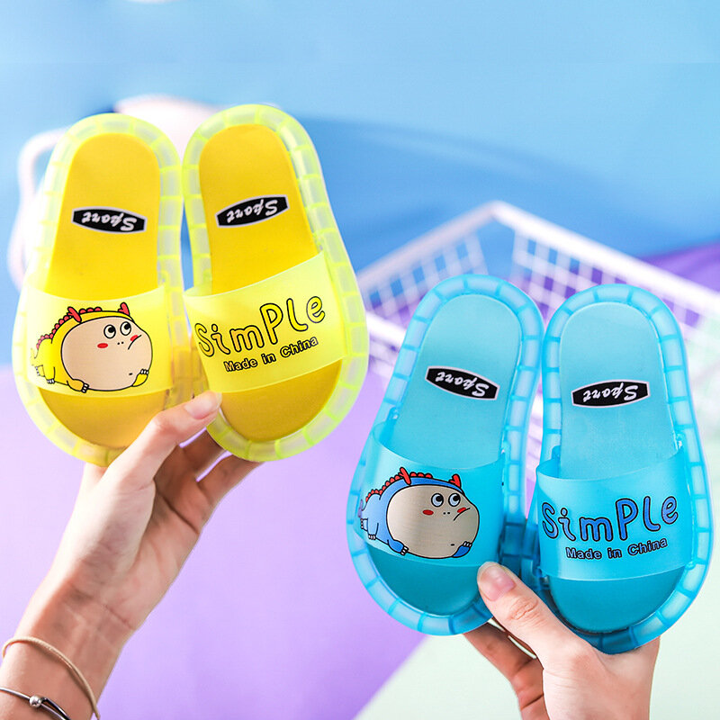 Zapatillas luminosas de gelatina para niños y niñas, sandalias de playa antideslizantes de PVC, color azul, 2021