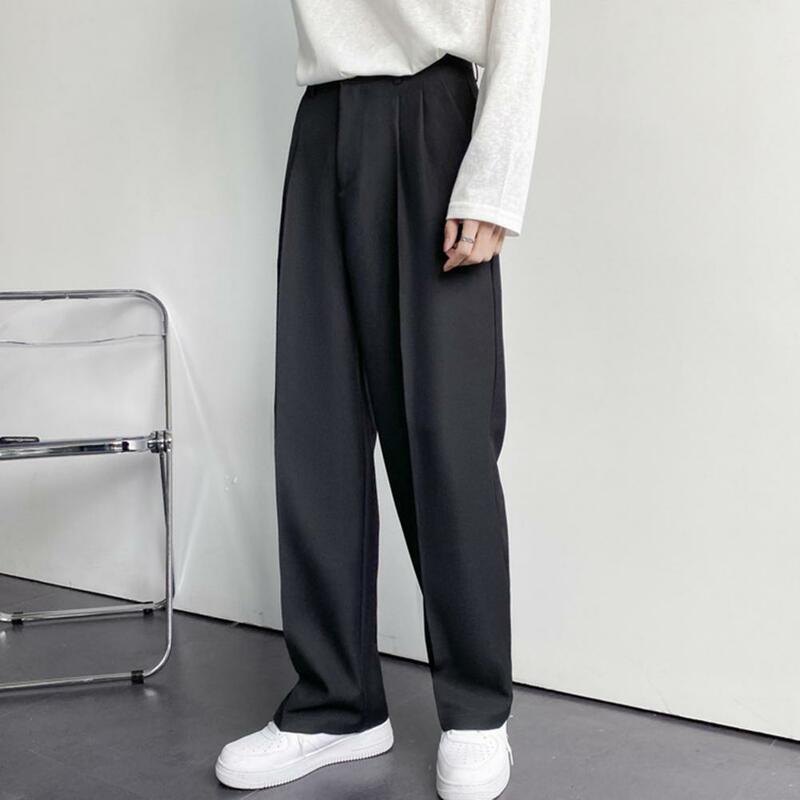 Celana panjang gaya Korea, celana panjang bisnis longgar ramping kasual kaki lebar modis musim semi musim gugur