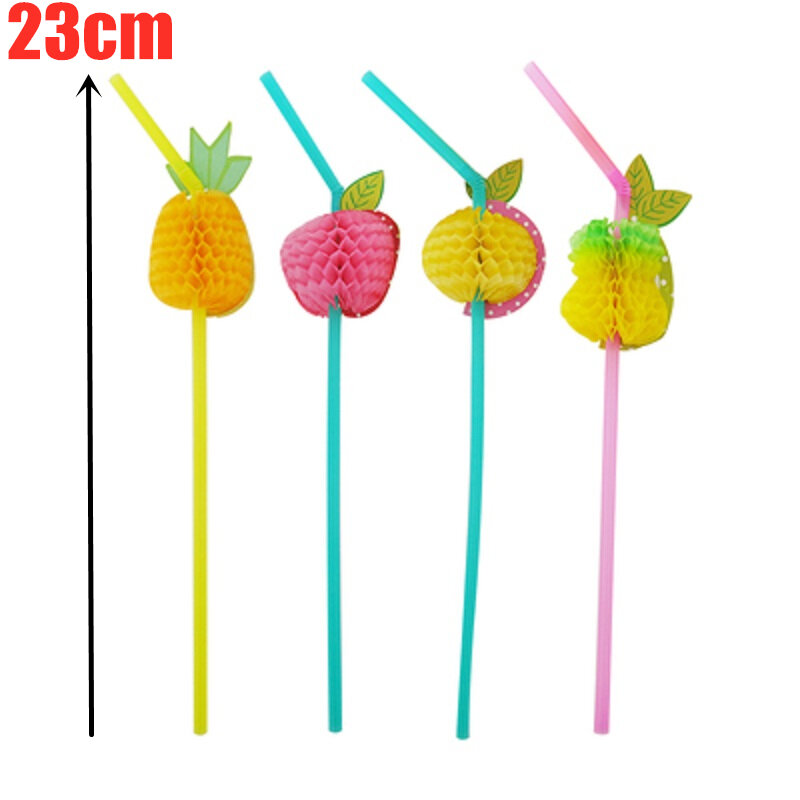 50pcs/lot 23cm 3D Fruit Cocktail Straws Paper Straws Umbrella Drinking  Party Bar Decoration Party Supplies Color Assorted