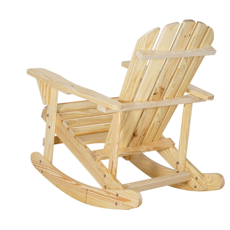 Kursi goyang Adirondack elegan-hasil kayu Solid untuk perabotan Luar Ruangan di teras, halaman belakang, atau kebun-warna alami