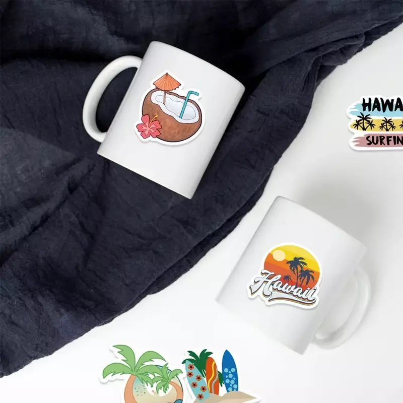 만화 하와이 그래피티 스티커 여행 가방, 노트북 휴대폰 기타 물컵 헬멧 스케이트보드 방수 스티커, 50 개