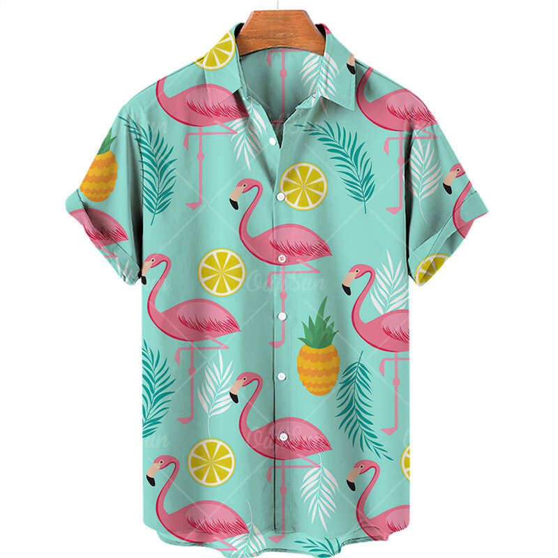 Camicie con stampa 3d anatra camicia hawaiana moda uomo manica corta camicie da spiaggia Casual ragazzi camicetta monopetto abbigliamento uomo