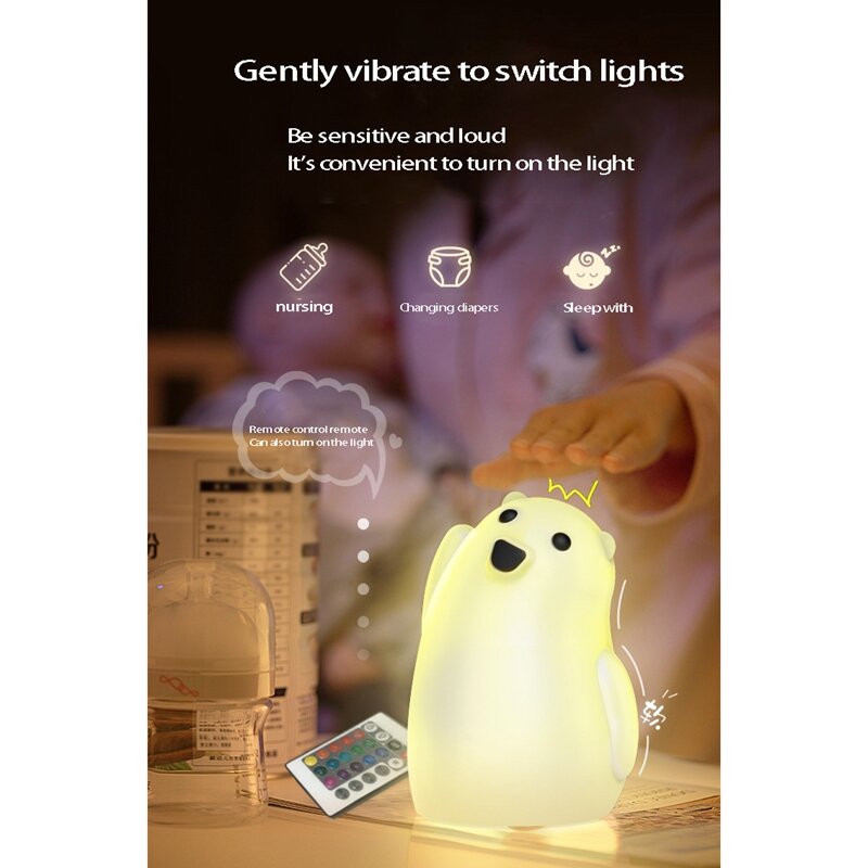 Promotion! Cute Night Light For Kids Room Bear LED Nightlight Nursery Lamp For Toddler Baby Girls Boys Children Gift Bedroom