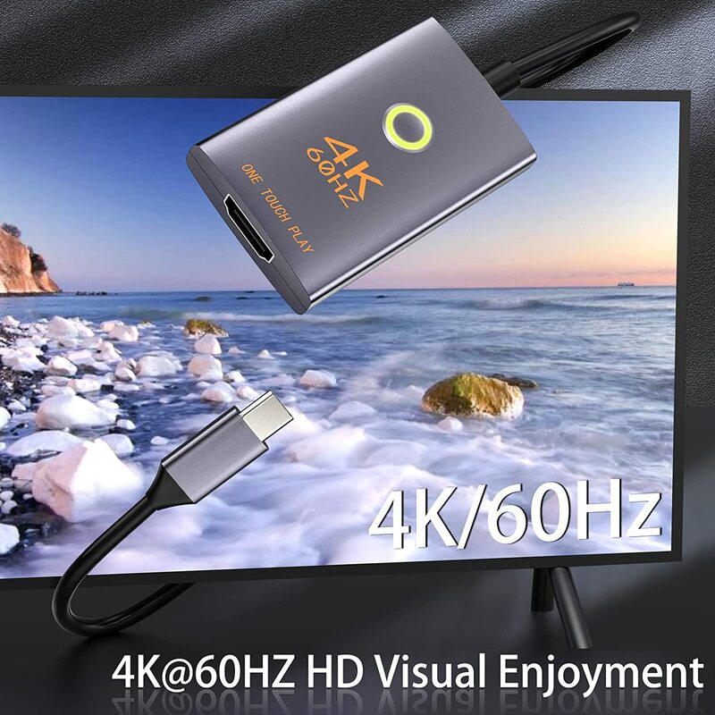 อะแดปเตอร์ USB C ไปยัง HDMI 4K @ 60Hz ป้องกันความเป็นส่วนตัวในคลิกเดียวเข้ากันได้กับ MacBook Pro,MacBook Air,iPad Pro, pixelbook, XPS,Galaxy