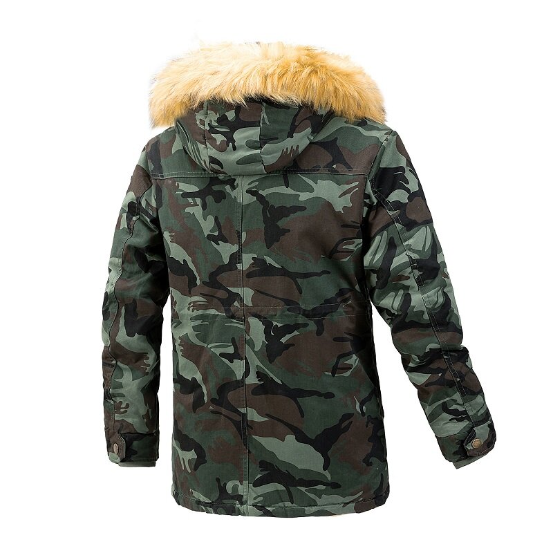 Зимняя мужская новая хлопковая куртка камуфляжная теплая ветровка камуфляжная с возможностью снятия шапки и флисовое хлопковое пальто