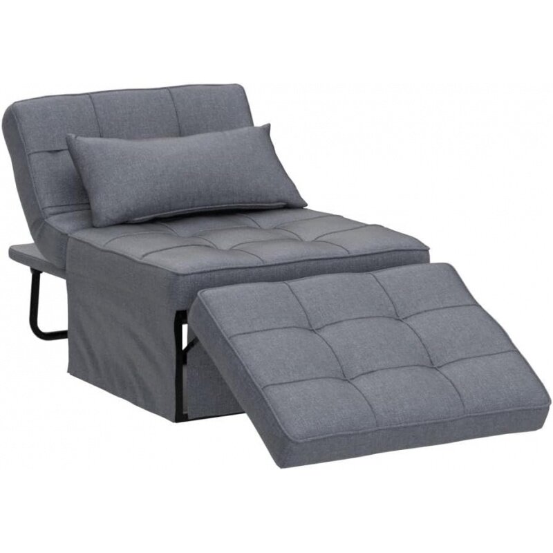 Tempat tidur Sofa, 4 dalam 1 multi-fungsi lipat Ottoman bernapas Sofa Linen dengan sandaran yang dapat disesuaikan kursi Convertible Modern untuk