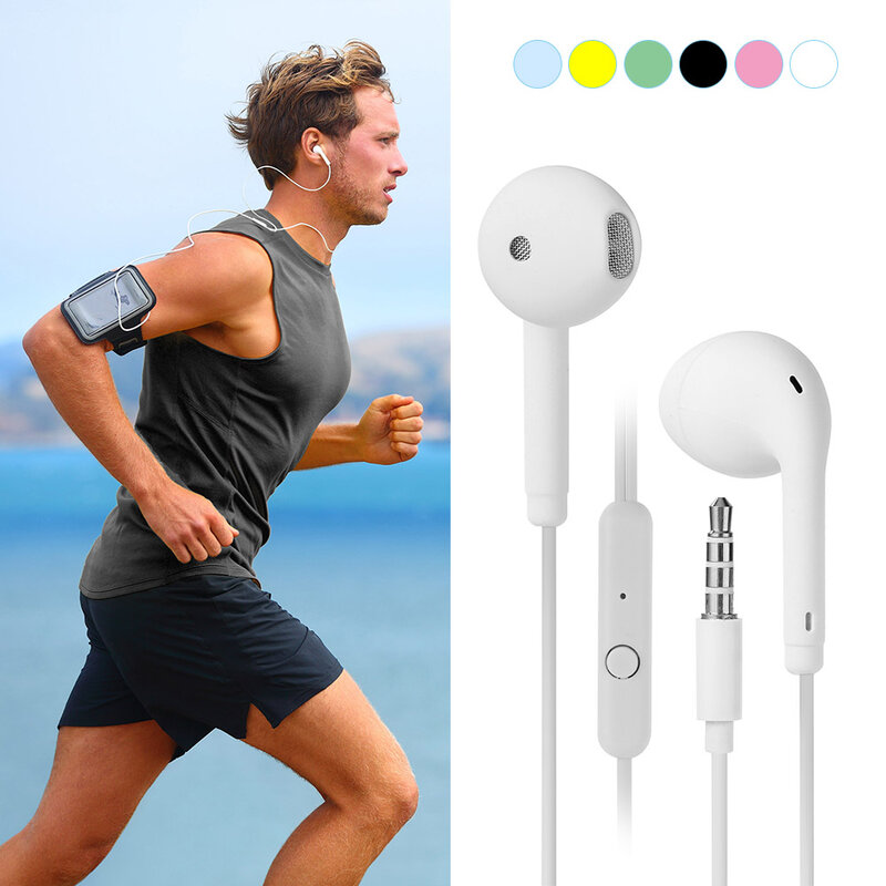 Uniwersalne słuchawki douszne 3.5mm Sport muzyka słuchawki douszne słuchawki douszne z mikrofonem do Xiaomi Huawei Samsung