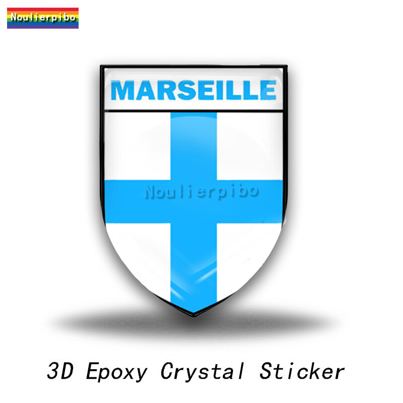3D Gepersonaliseerde Epoxy Dome Decals Marseille Vinyl Decals Motorhelm Auto Decoratieve Accessoires Mobiele Telefoon Decals