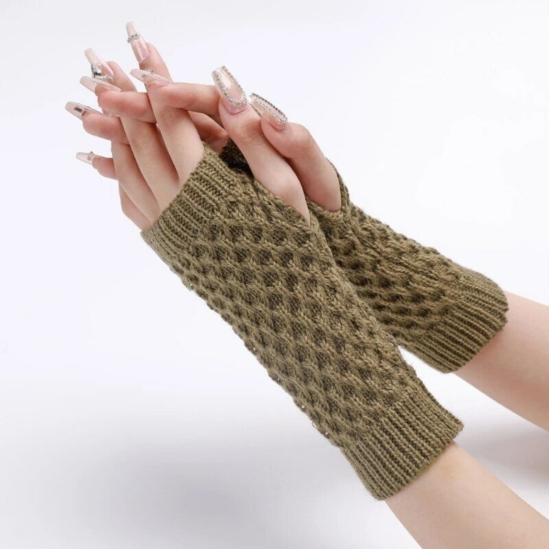 Knitted Women Wrist Gloves for Halloween Wrist Length Masquerade Prom Gloves
