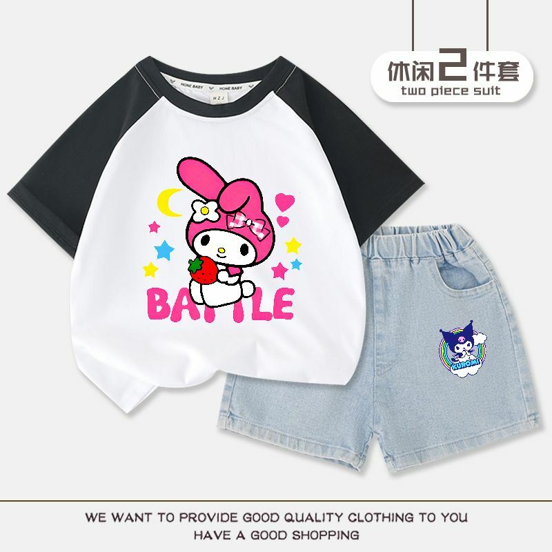 Sanrio Cute My Melody Girls manica corta Kawaii Anime Print Shorts Set Summer sweet Cute Babys top Set a due pezzi Tide Kid Gift