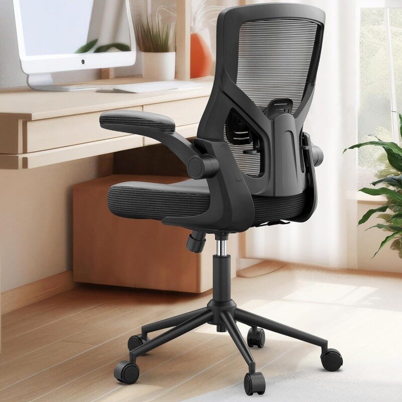 Kursi kantor, kursi meja punggung tinggi dapat disesuaikan dan desain ergonomis rumah kantor komputer penyangga Lumbar eksekutif