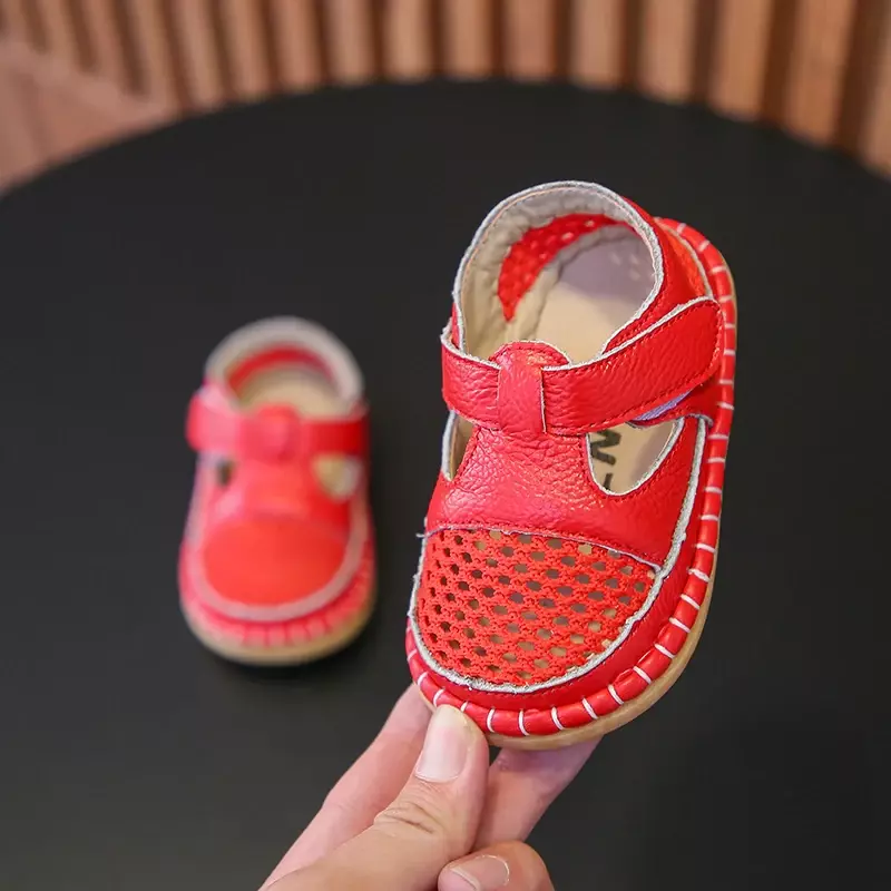 Infant Sandals Summer Baby Girls Boys Anti-collision Toddler Shoes Soft Bottom Kids Genuine Leather Shoes Children Beach Sandals