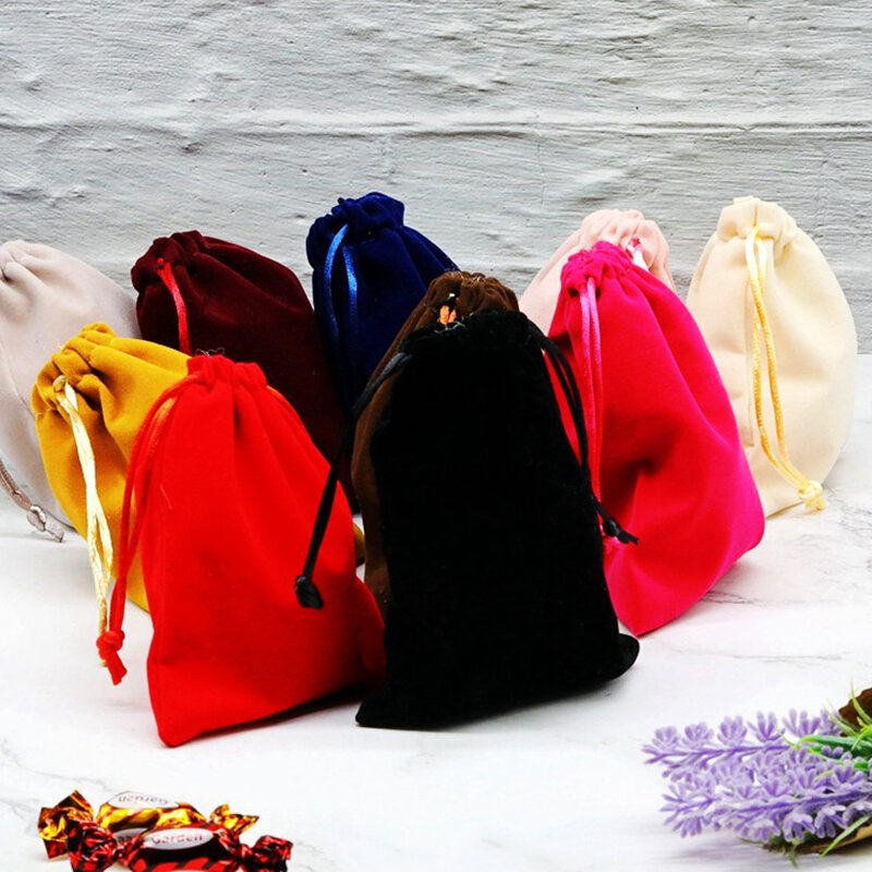 12x15cm Packing Sachet For Jewelry Candy Storage Display Festival Gift Packing Pouch Color Velvet Drawstring Bag